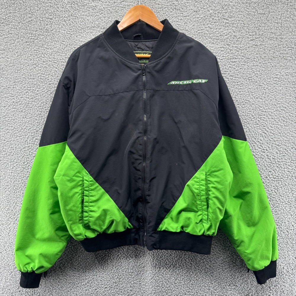 Vintage Artic Cat Bomber Jacket XL Black Green ARCTICWEAR
